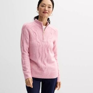 Croft & Barrow Heather Pink Quarter Zip Long Sleeve Sweater M